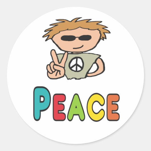 Peace Ronde Sticker (Voorkant)