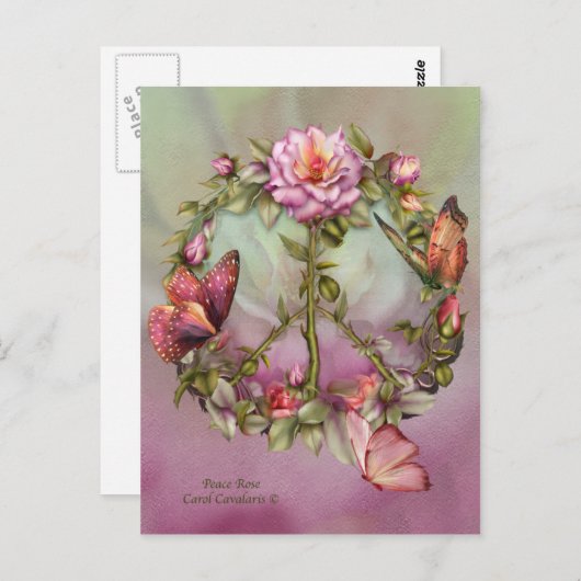 Peace Roos Art Briefkaart (Voorkant / Achterkant)
