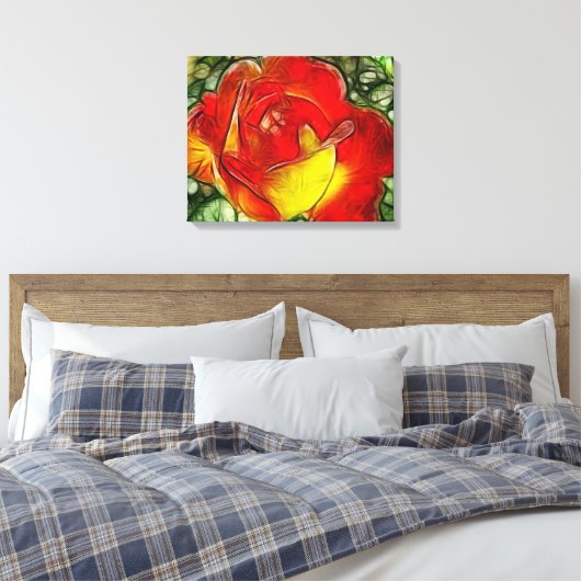 Peace Roos Floral Wrapped Canvas (Insitu (Slaapkamer))