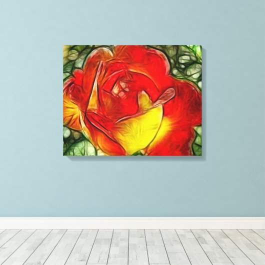 Peace Roos Floral Wrapped Canvas (Insitu (Houten vloer))
