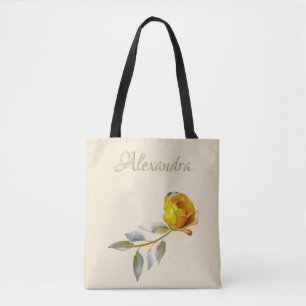 Peace Roos w' Bord Groen & Goud Bladeren Trouwen Tote Bag