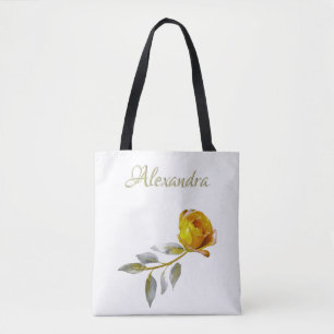 Peace Roos w' Bord Groen & Goud Bladeren Trouwen Tote Bag