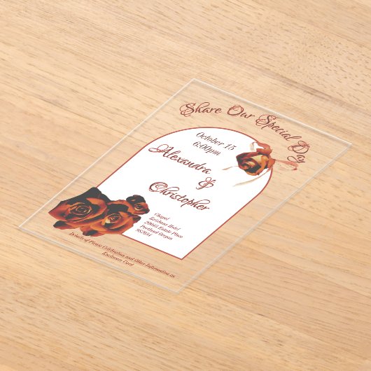 Peace Roos Wedding Acryl Uitnodigingen (Laagn)