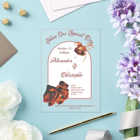 Peace Roos Wedding Acryl Uitnodigingen (Insitu (Huwelijk))