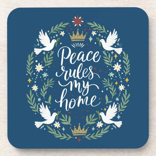 Peace Rules My Home Bier Onderzetter (Voorkant)