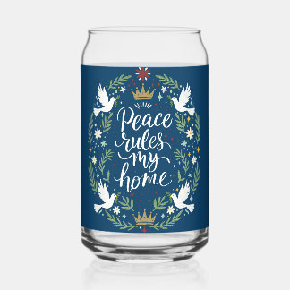Peace Rules My Home Blikvorm Glas