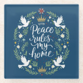 Peace Rules My Home Glazen Onderzetter (Voorkant)