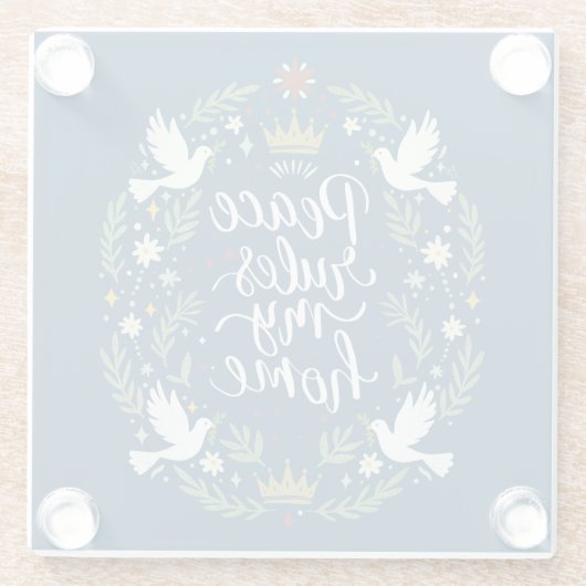 Peace Rules My Home Glazen Onderzetter (Achterkant)