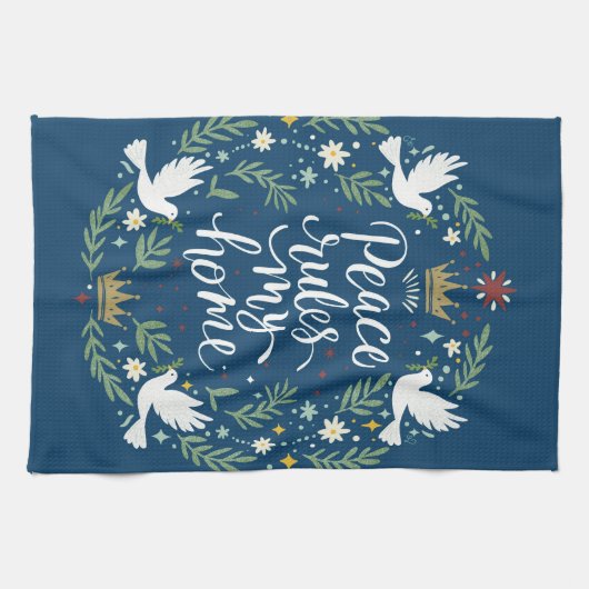 Peace Rules My Home Theedoek (Horizontaal)