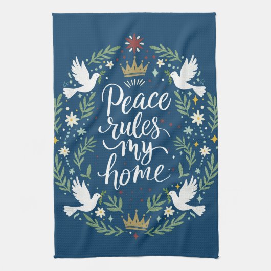 Peace Rules My Home Theedoek (Verticaal)
