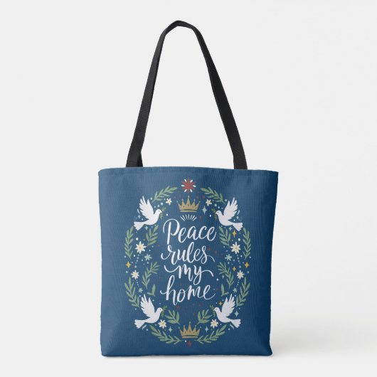Peace Rules My Home Tote Bag (Achterkant)