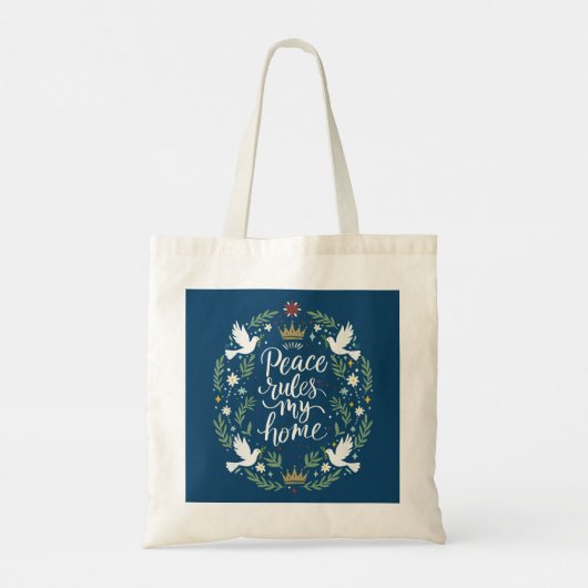 Peace Rules My Home Tote Bag (Achterkant)