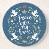 Peace Rules My Home Zandsteen Onderzetter (Voorkant)