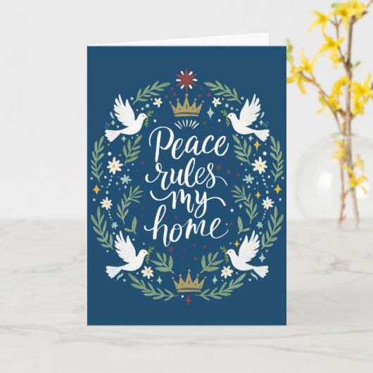 Peace Rules My HomeFolded Greeting Card Kaart (Gele Bloem)