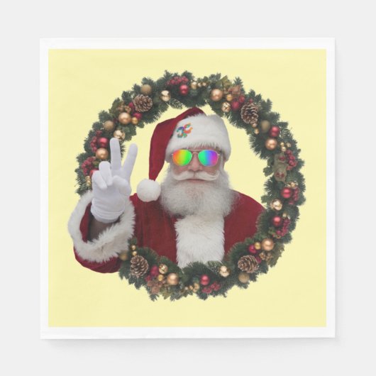 Peace Santa Holiday Napkin Servet (Voorkant)