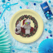 Peace Santa Wreath Plate Papieren Bordje (Feest)