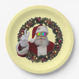 Peace Santa Wreath Plate Papieren Bordje