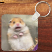 Peace + Scared Hamster Meme Double Sided Sleutelha Sleutelhanger (Achterkant)