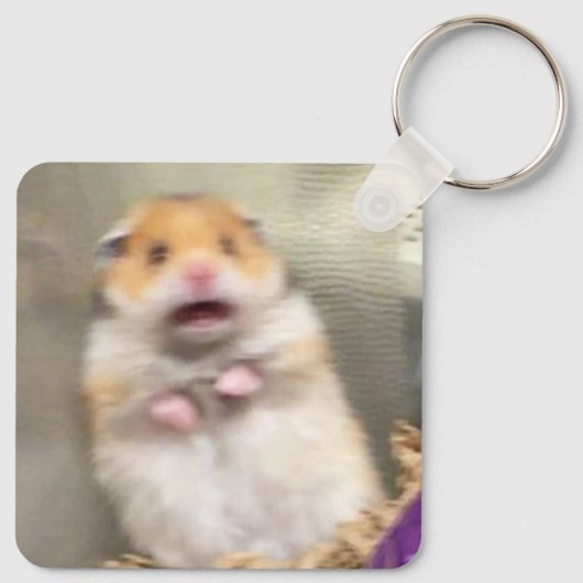 Peace + Scared Hamster Meme Double Sided Sleutelha Sleutelhanger (Achterkant)