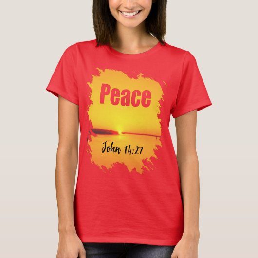 Peace Scripture Glowing Sunset T-Shirt (Voorkant)