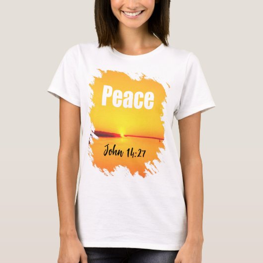 Peace Scripture Glowing Sunset T-Shirt (Voorkant)