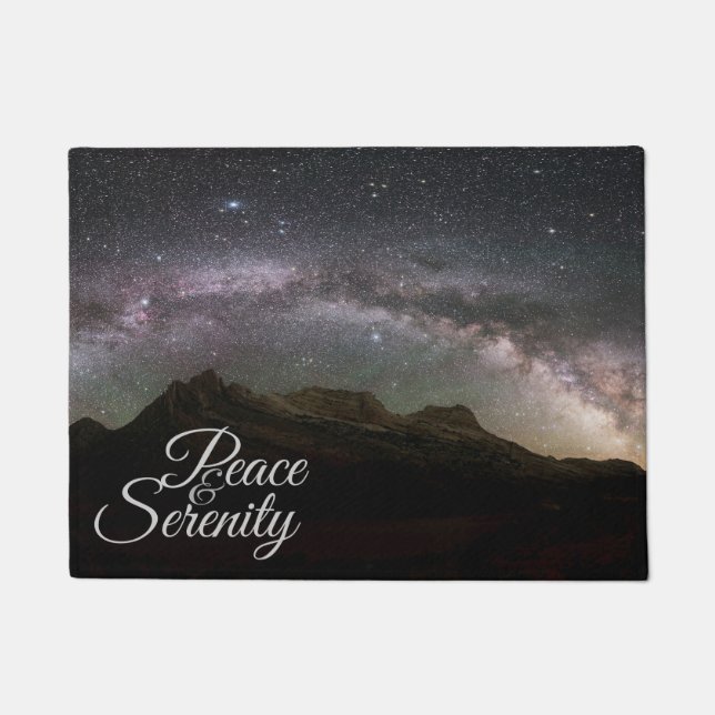 Peace & Serenity Mountain Night Sky Deurmat (Voorkant)