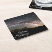 Peace & Serenity Mountain Night Sky Kartonnen Onderzetters (Schuin)