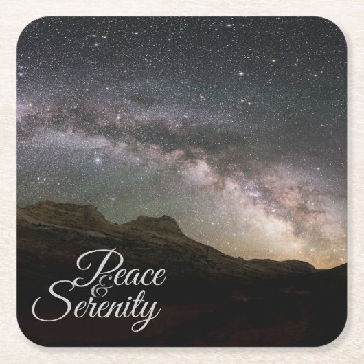 Peace & Serenity Mountain Night Sky Kartonnen Onderzetters (Voorkant)