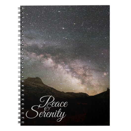 Peace & Serenity Mountain Night Sky Notitieboek (Voorkant)