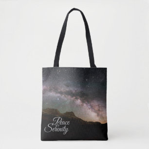 Peace & Serenity Mountain Night Sky Tote Bag