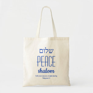 PEACE Shalom Hebreeuws שלום Schrift gepersonalisee Tote Bag
