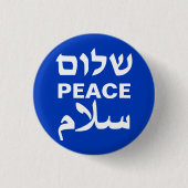 Peace Shalom Salaam Engels Hebreeuws Arabisch blau Ronde Button 3,2 Cm (Voorkant)