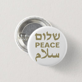 Peace Shalom Salaam gouden en witte typografie Ronde Button 3,2 Cm
