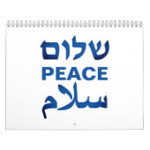 Peace Shalom Salaam wit & blauw moderne typografie Kalender (Hoes)