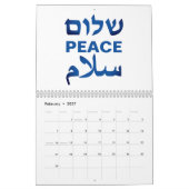 Peace Shalom Salaam wit & blauw moderne typografie Kalender (Feb 2027)