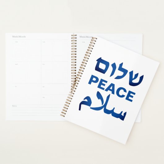 Peace Shalom Salaam wit & blauw moderne typografie Planner (Display)