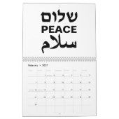 Peace Shalom Salaam wit zwart moderne typografie Kalender (Feb 2027)