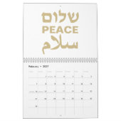 Peace Shalom Salaam witgoud moderne typografie Kalender (Feb 2027)