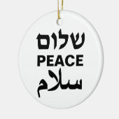 Peace Shalom Salaam witte en zwarte typografie Keramisch Ornament (Links)