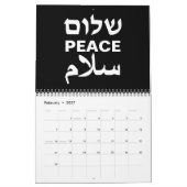 Peace Shalom Salaam zwart wit moderne typografie Kalender (Feb 2027)