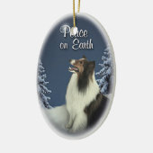 Peace Sheltie Keramisch Ornament (Links)