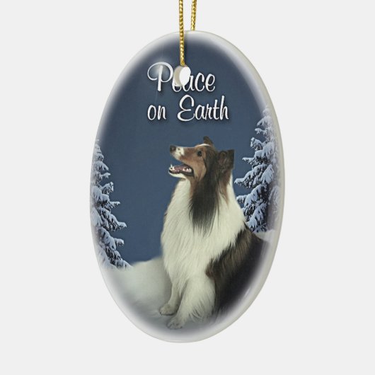 Peace Sheltie Keramisch Ornament (Links)