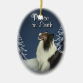 Peace Sheltie Keramisch Ornament (Voorkant)
