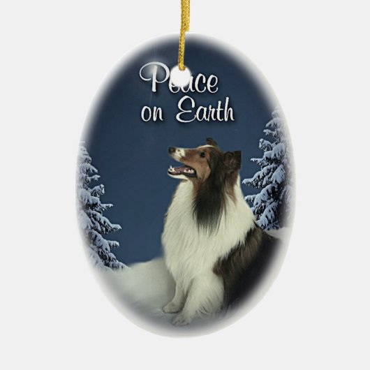 Peace Sheltie Keramisch Ornament (Voorkant)