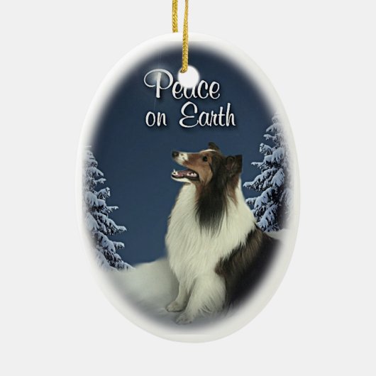 Peace Sheltie Keramisch Ornament (Achterkant)