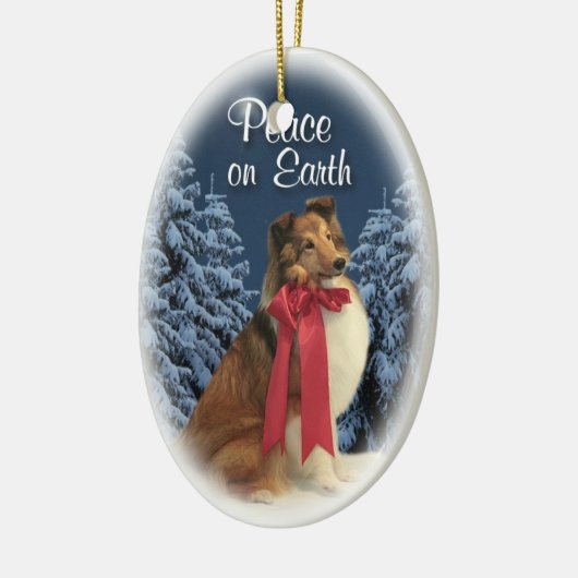 Peace Sheltie Keramisch Ornament (Links)