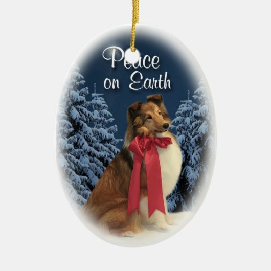 Peace Sheltie Keramisch Ornament (Voorkant)