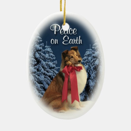 Peace Sheltie Keramisch Ornament (Achterkant)