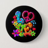 Peace Sign 60s Anti-War Hippy Love Ronde Button 7,6 Cm (Voorkant)