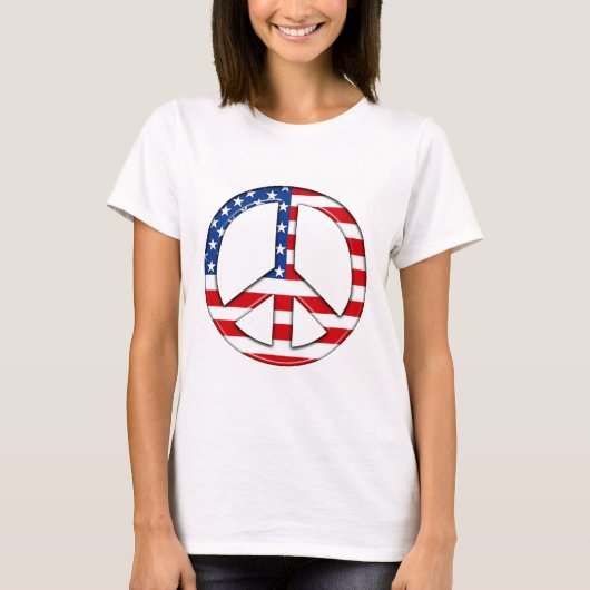 Peace Sign American Flag T-Shirt (PERSONALIZE) (Voorkant)